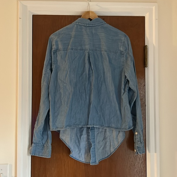 Madewell chambray extra large denim top with front tie - Picture 4 of 4